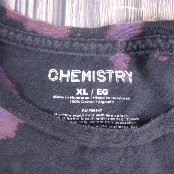 Chemistry Shirt Mens XL Black Purple Tie Dye Skeleton Butterfly Graphic Tee - Picture 2 of 5